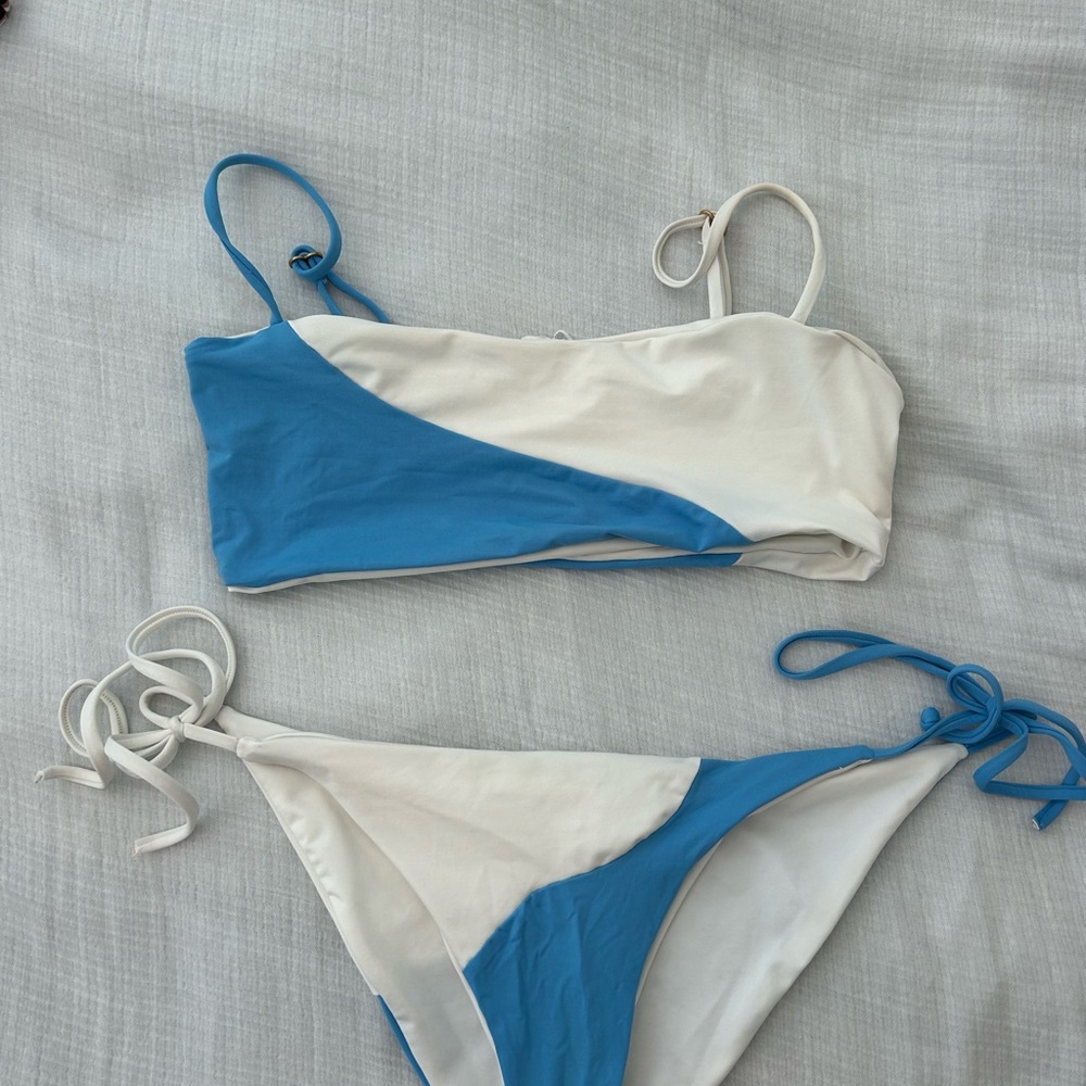 L*Space Blue and White Asymmetrical Bikini